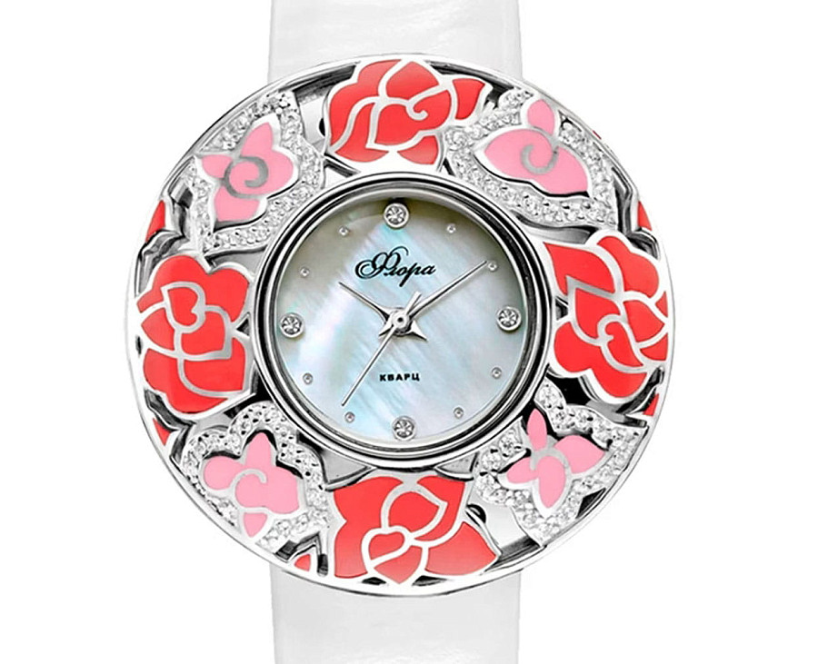 Часы УЧЗ Flora 1143S18-B6L1 Розалия-1 — кварцевые, латунь