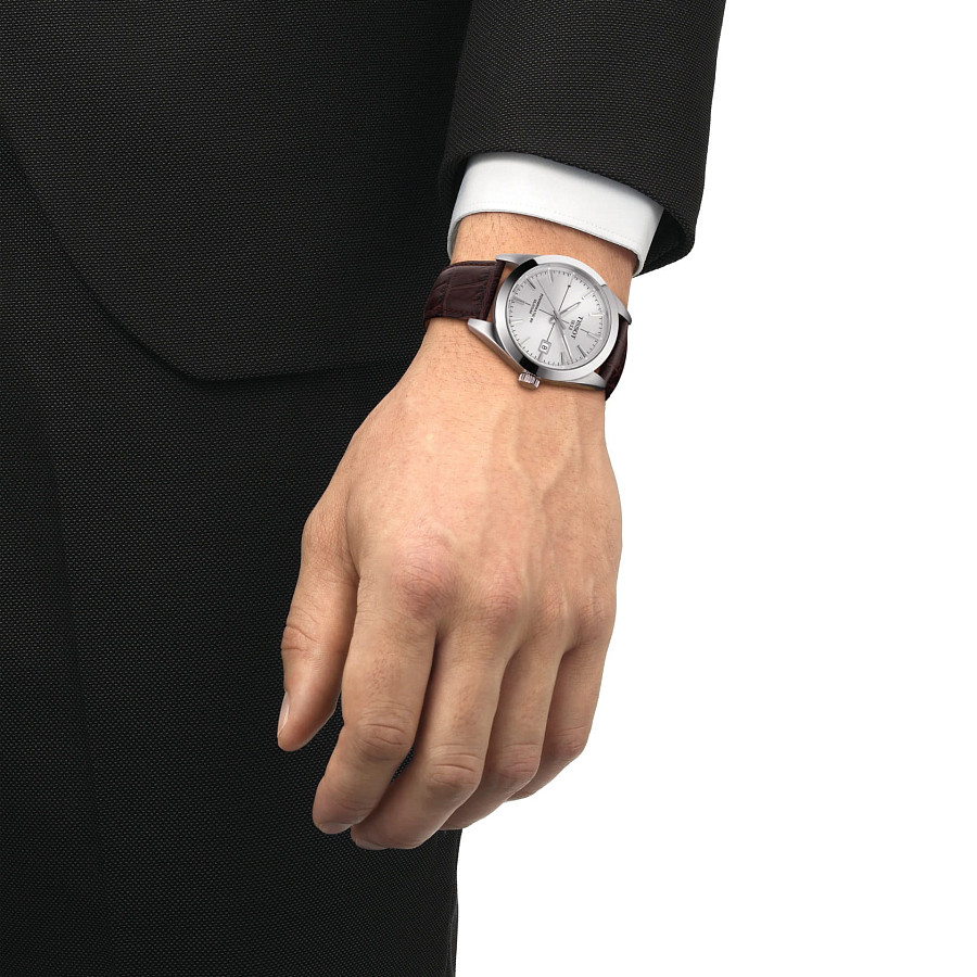 Часы Tissot Gentleman Powermatic 80 Silicium T127.407.16.031.01 — механические, металл сталь
