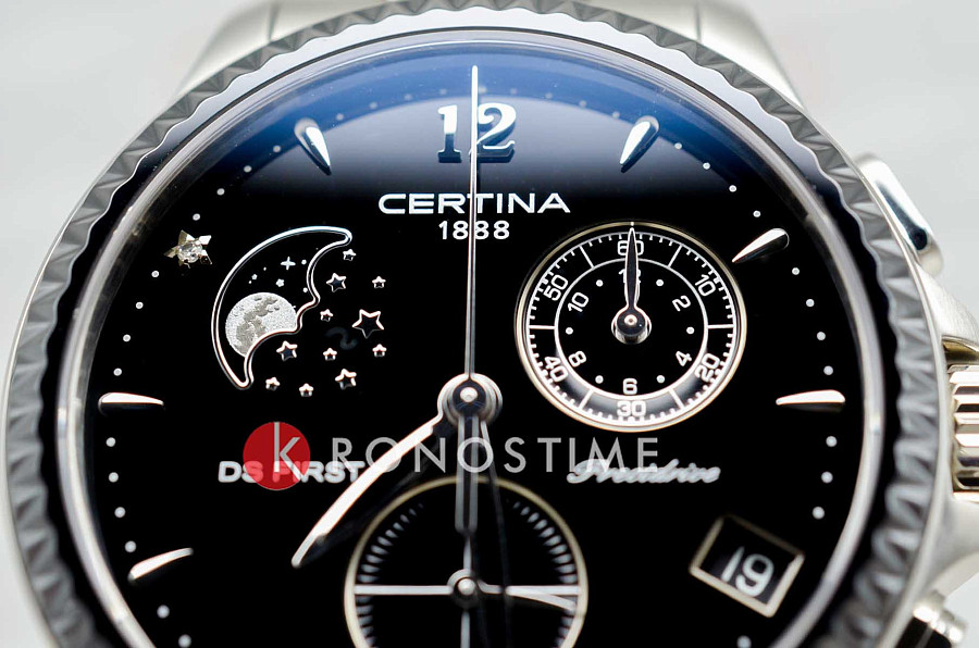 Часы Certina DS First Lady Chronograph Moon Phase C030.250.11.056.00 — сталь + керамические вставки, женские