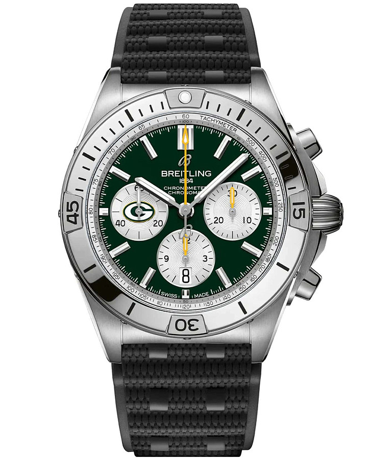 Часы Breitling Chronomat B01 42 NFL Green Bay Packers Edition AB01342B1L1S1 — мужские, зеленый