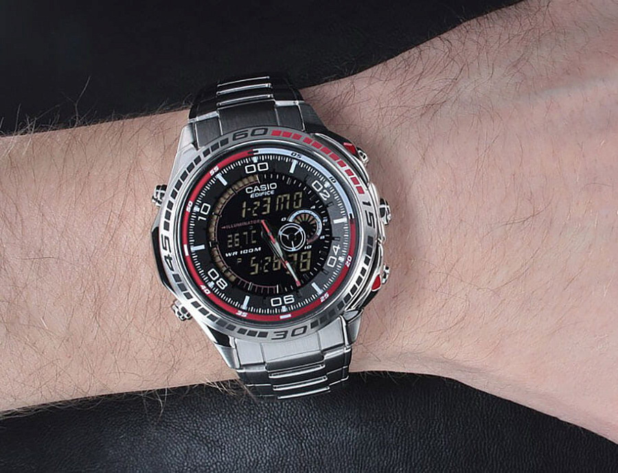 Часы Casio Edifice EFA-121D-1A — мужские, нержавеющая сталь