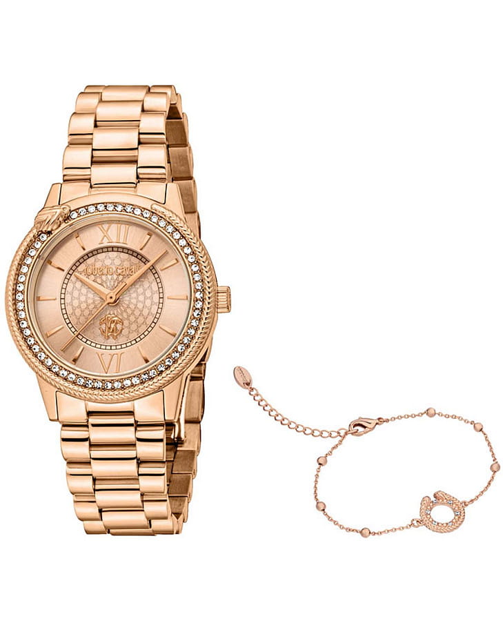 Часы Roberto Cavalli Lucente RC5L037M2045_SET — женские, золотистый