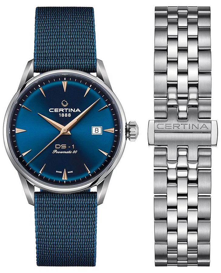 Часы Certina DS-1 Powermatic 80 C029.807.11.041.02 — мужские, синий