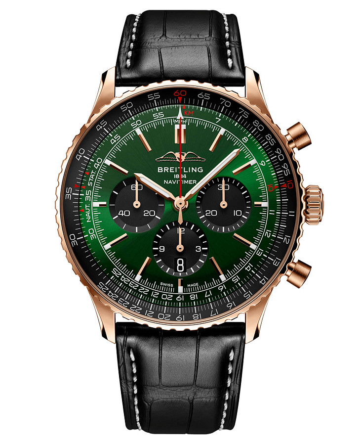 Часы Breitling Navitimer B01 Chronograph 46 RB0137241L1P1 — мужские, зеленый
