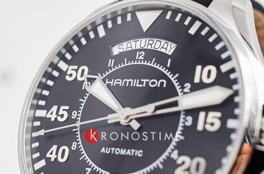 Часы Hamilton Khaki Aviation Pilot Day Date Auto H64615735 — мужские, кожаный