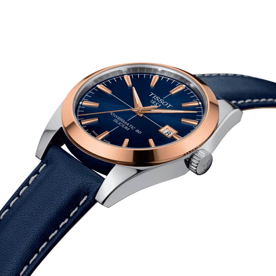Часы Tissot Gentleman Powermatic 80 Silicium 18K Gold T927.407.46.041.00 — кожаный, мужские