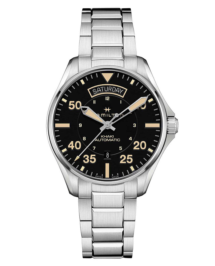 Часы Hamilton Khaki Aviation Day Date Auto H64645131 — мужские, черный
