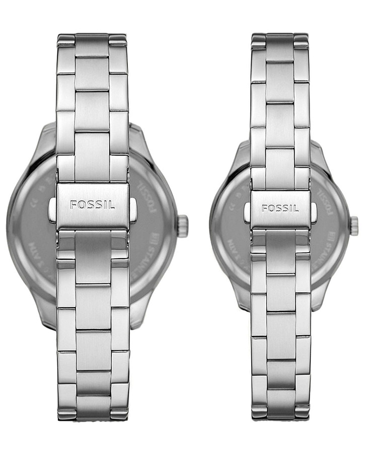 Часы Fossil Rye His and Her Multifunction Stainless Steel Watch Set BQ2644SET — черный, кварцевые