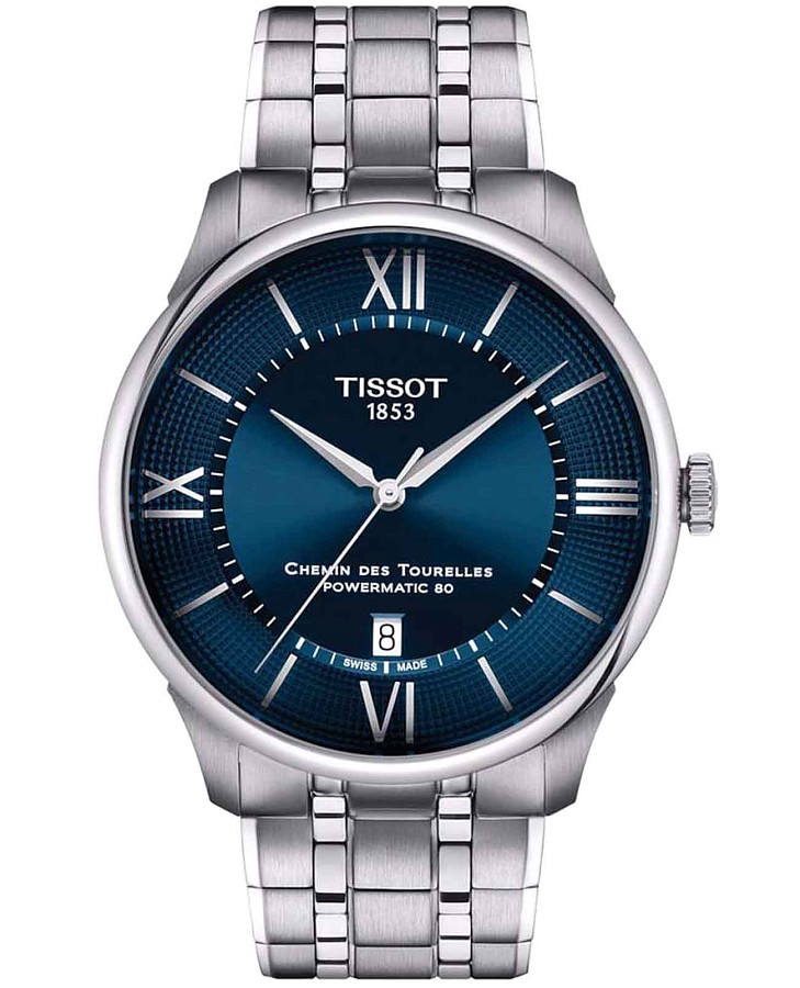 Часы Tissot Chemin des Tourelles Powermatic 80 42mm T139.407.11.048.00 — мужские, синий