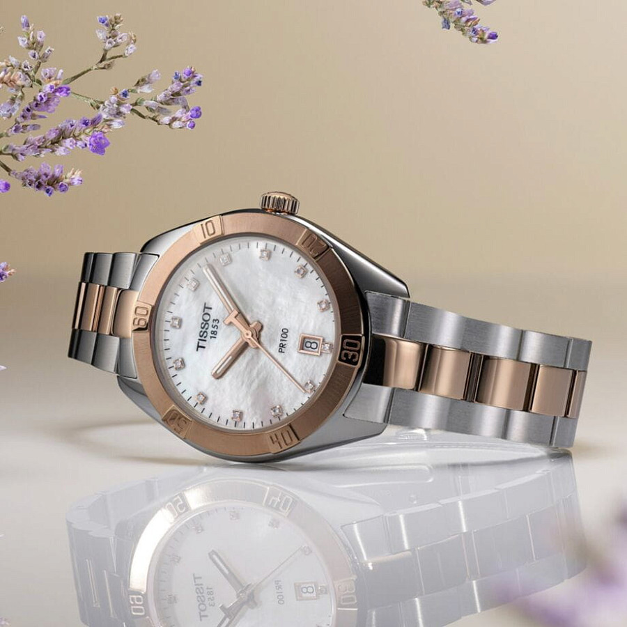 Часы Tissot PR 100 Sport Chic T101.910.22.116.00 — кварцевые, Швейцария, женские