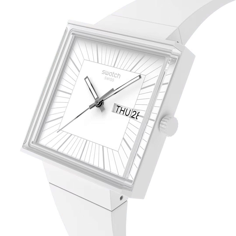 Часы Swatch Square Bioceramic Standard SO34W700 — мужские, биоматериал