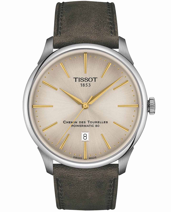 Часы Tissot Chemin des Tourelles Powermatic 80 T139.407.16.261.00 — мужские, бежевый