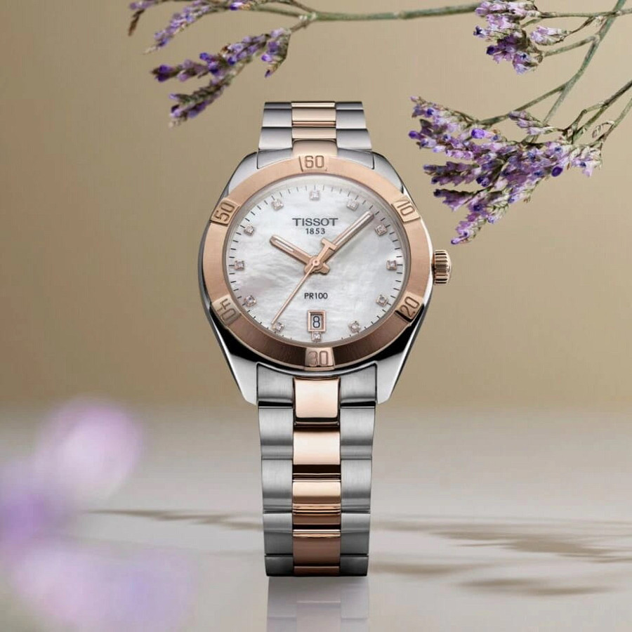 Часы Tissot PR 100 Sport Chic T101.910.22.116.00 — женские, сталь c pvd покрытием