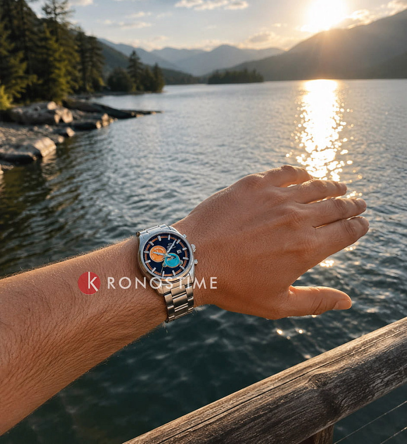 Часы Orient Stretto Sun & Moon RA-AK0316L — мужские, серебристый