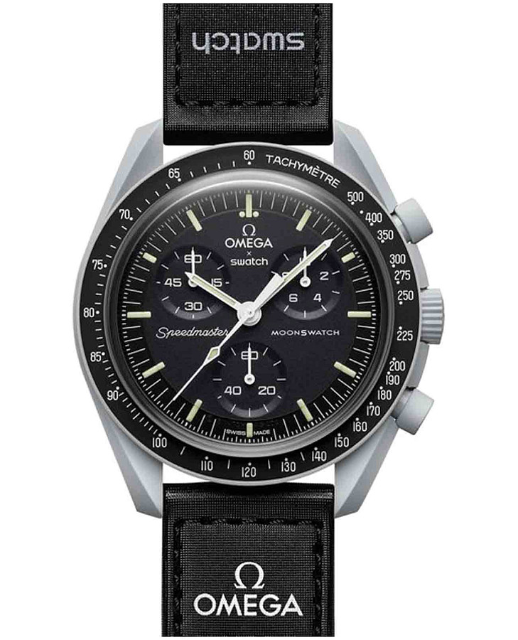 Часы Swatch x Omega Bioceramic Moonswatch Mission To The Moon SO33M100 — мужские, черный