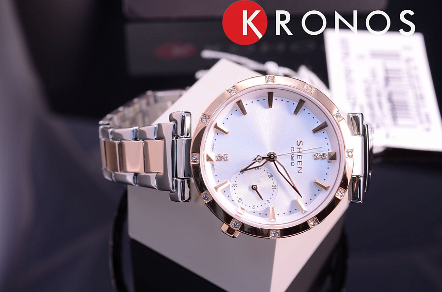 Часы Casio Sheen SHE-4051SPG-7A — кварцевые, металл сталь