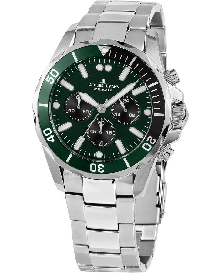 Часы Jacques Lemans Sport 1-2091H — мужские, зеленый