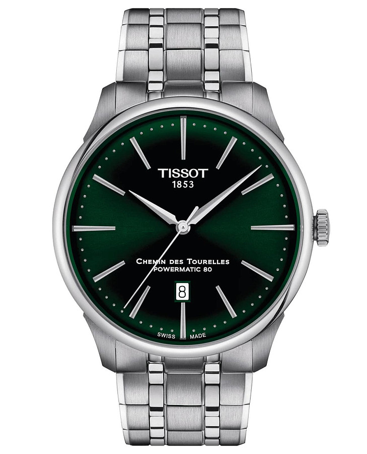 Часы Tissot Chemin des Tourelles Powermatic 80 T139.407.11.091.00 — мужские, зеленый