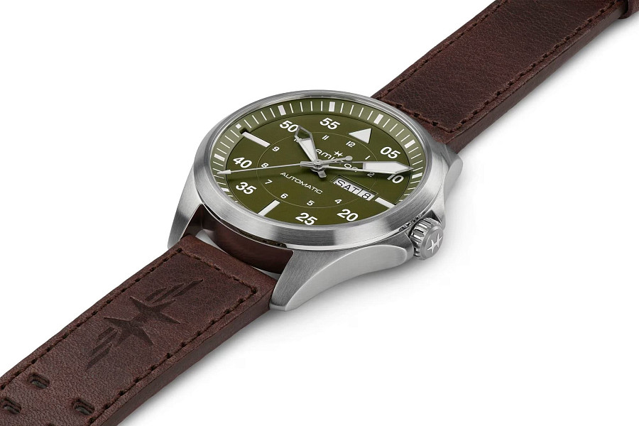 Часы Hamilton Khaki Aviation Pilot Day Date Auto H64635560 — зеленый, сталь