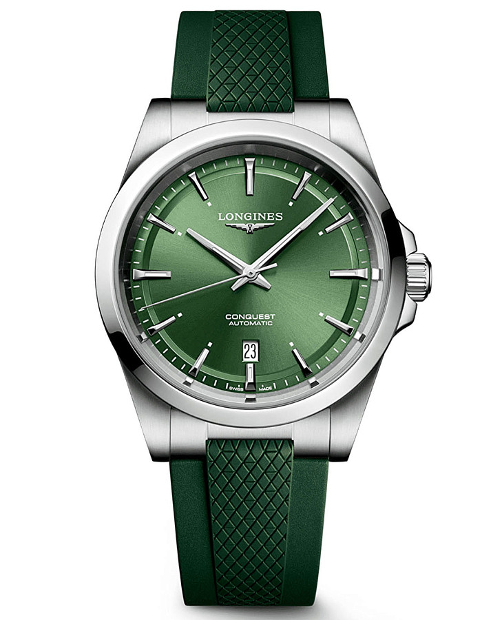 Часы Longines Conquest L3.830.4.02.9 — мужские, зеленый