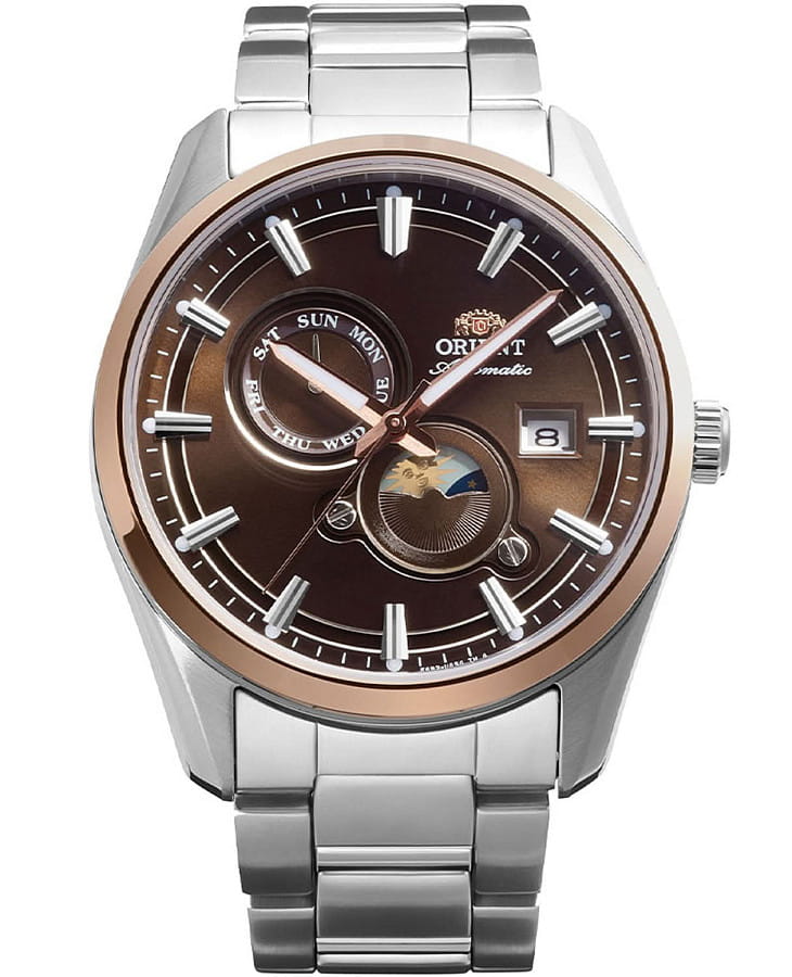 Часы Orient Stretto Sun & Moon RA-AK0313Y — мужские, коричневый