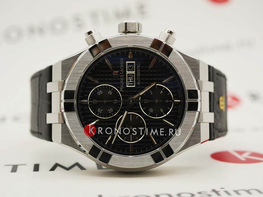 Часы Maurice Lacroix Aikon Automatic Chronograph AI6038-SS001-330-1 — черный, сталь металл