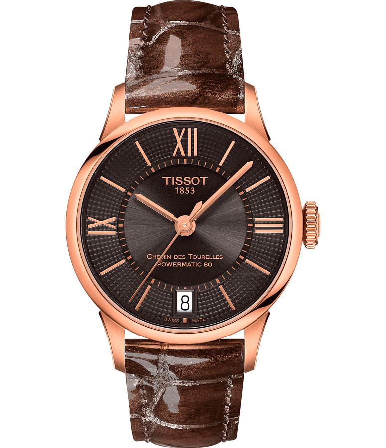 Часы Tissot Chemin des Tourelles Powermatic 80 Lady T099.207.36.448.00 — женские, коричневый