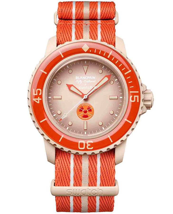 Часы Swatch x Blancpain Arctic Ocean SO35N100 — мужские, бежевый