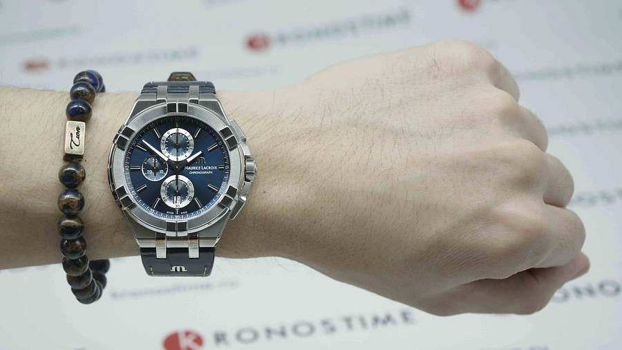 Часы Maurice Lacroix Aikon Chronograph AI1018-SS001-430-1 — мужские, кожаный