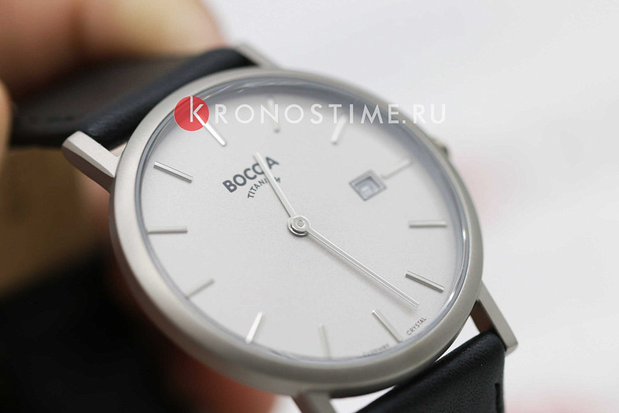 Часы Boccia Titanium Circle-Oval 3637-01 — мужские, кожаный
