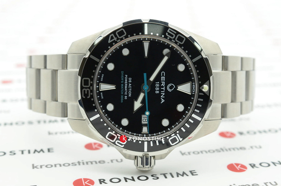 Часы Certina DS Action Diver Powermatic 80 C032.407.11.051.10 — черный, сталь металл алюминий
