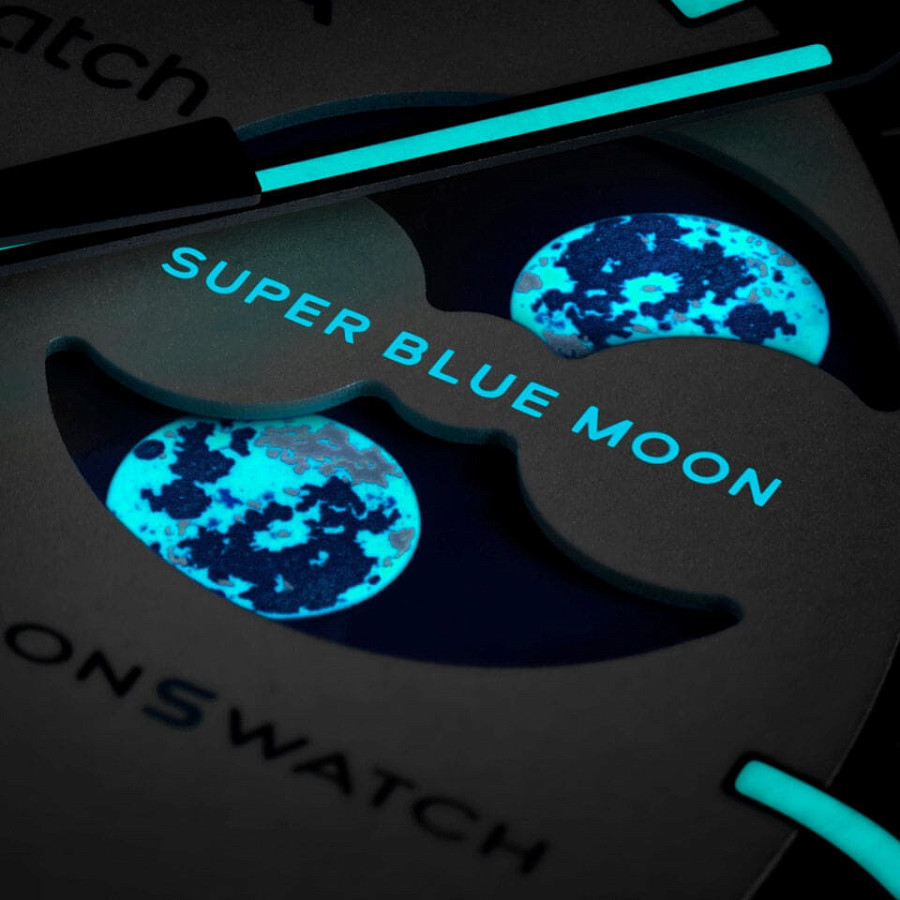 Часы Swatch x Omega Bioceramic Moonswatch Mission to The SuperBlue Moonphase SO33N700 — нейлон, мужские