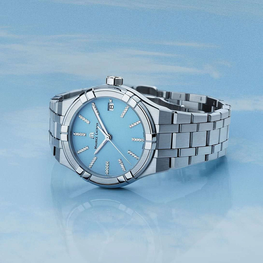 Часы Maurice Lacroix Aikon Quartz Colours Edition AI1106-SS002-450-1 — голубой, сталь