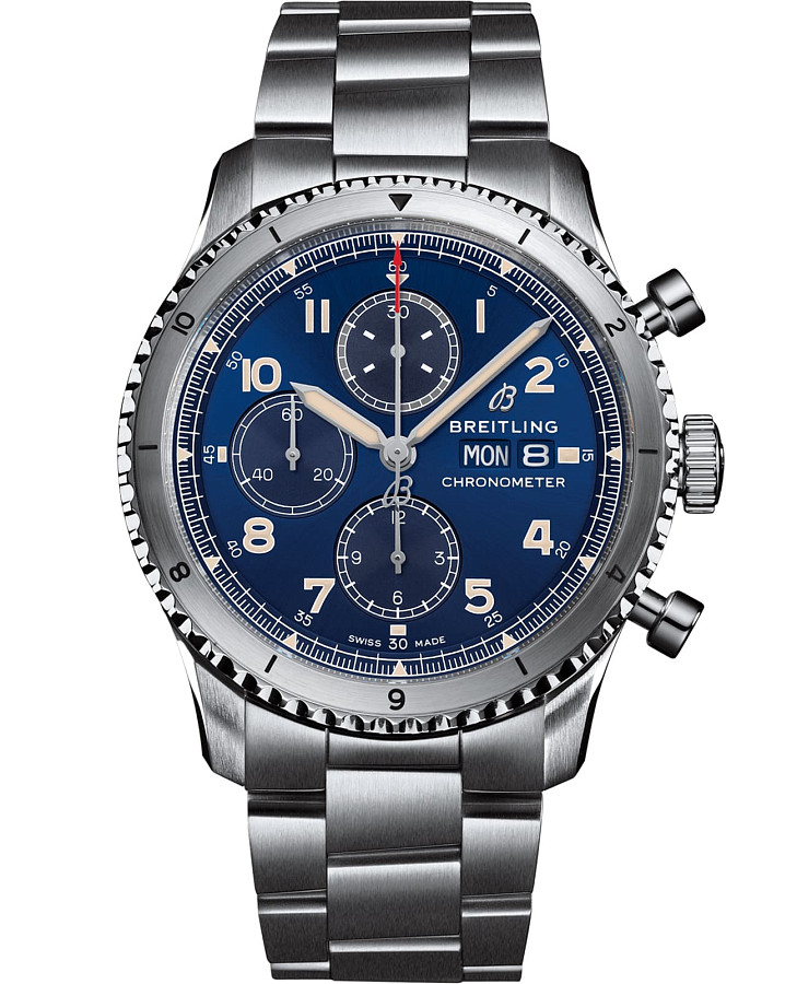 Часы Breitling Aviator 8 Chronograph 43 A13316101C1A1 — мужские, синий