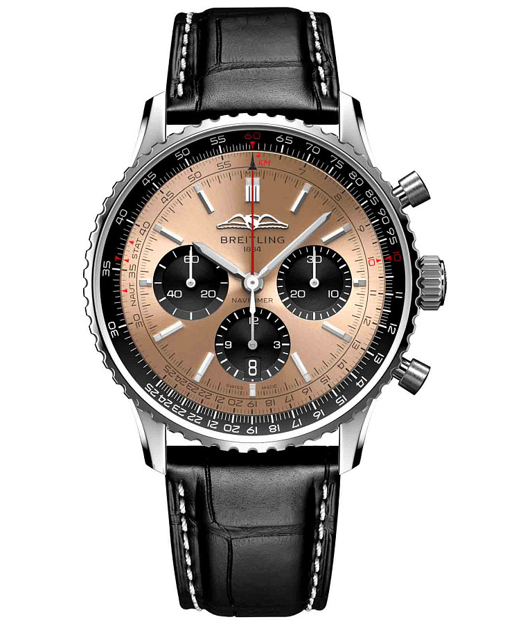 Часы Breitling Navitimer B01 Chronograph 43 AB0138241K1P1 — мужские, золотой
