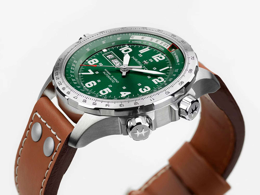 Часы Hamilton Khaki Aviation X-Wind Day Date Auto 45mm H77735560 — зеленый, сталь