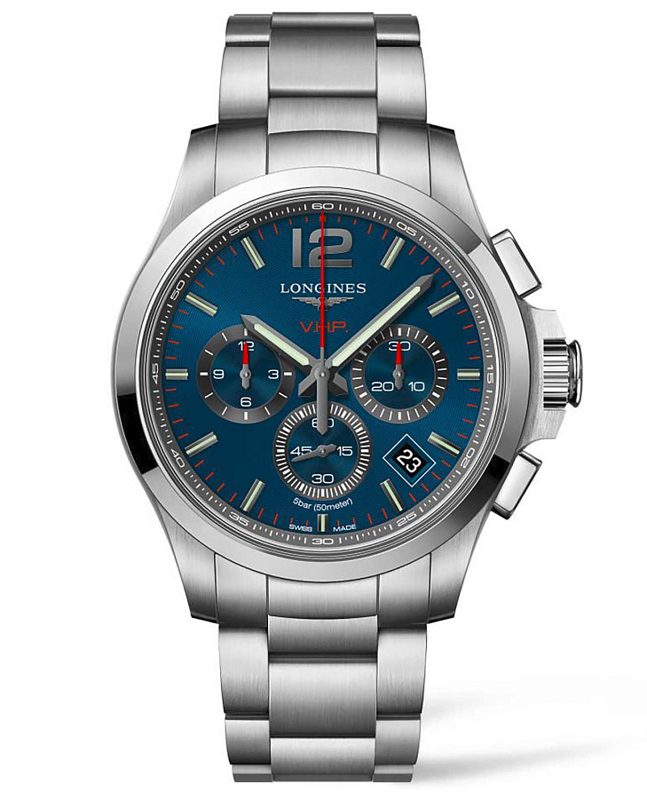 Часы Longines Conquest V.H.P. L3.717.4.96.6 — мужские, синий