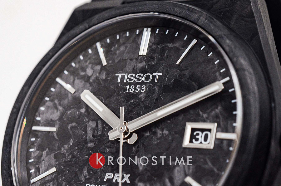 Часы Tissot PRX Powermatic 80 Carbon T137.907.97.201.00 — мужские, каучук