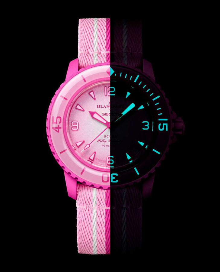 Часы Swatch x Blancpain Pink Ocean SO35P400 — артикул SO35P400