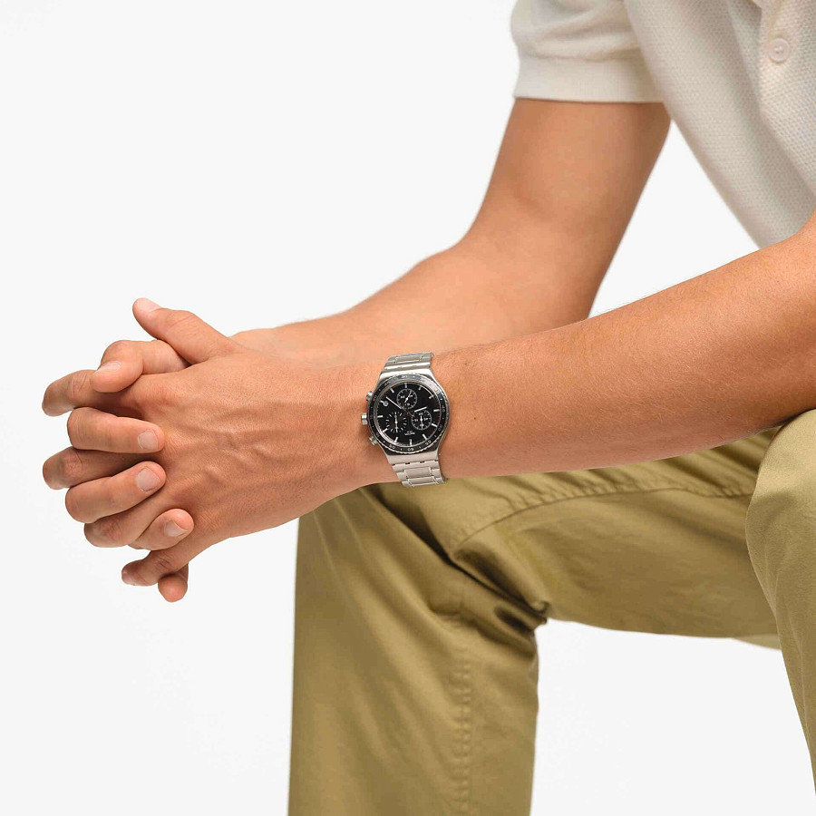 Часы Swatch I New Chrono YVS495G — мужские, нержавеющая сталь