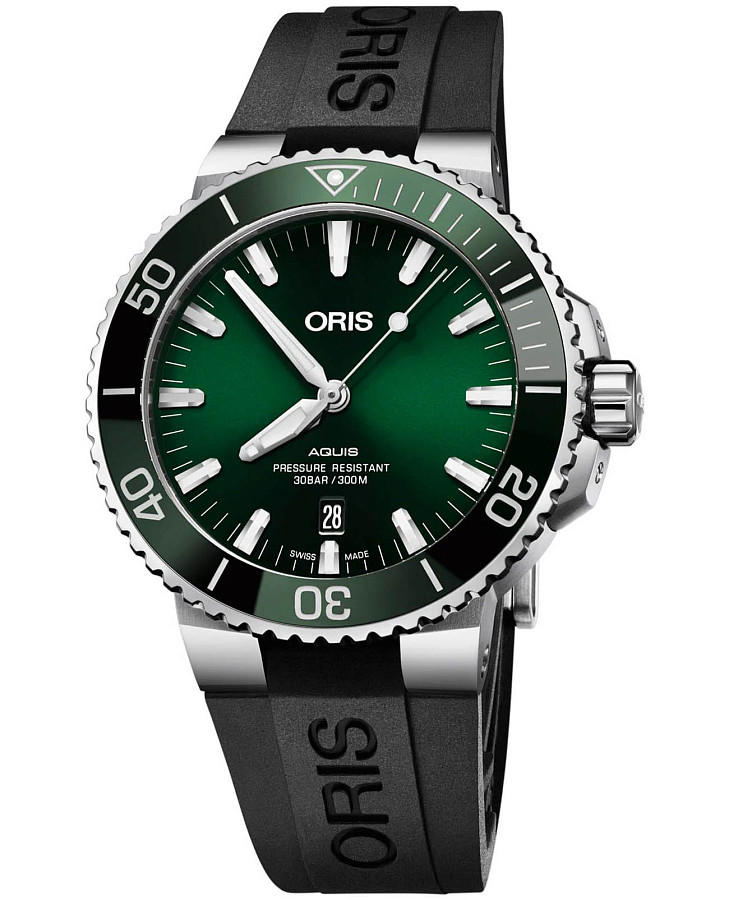 Часы Oris Aquis 01 733 7730 4157-07 4 24 64EB — мужские, зеленый