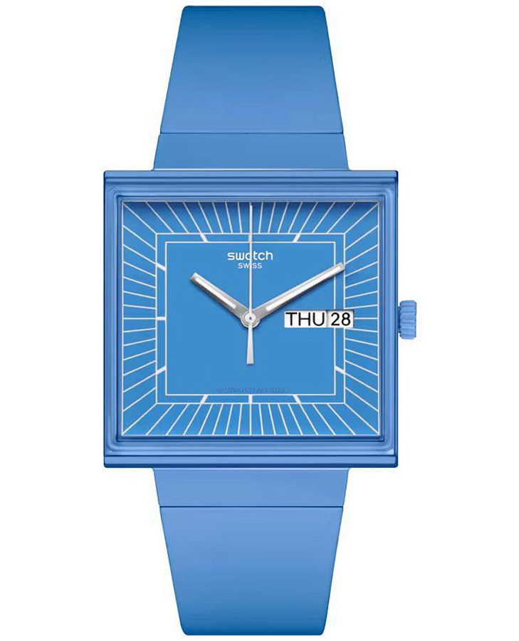 Часы Swatch Square Bioceramic Standard SO34S700 — женские, голубой