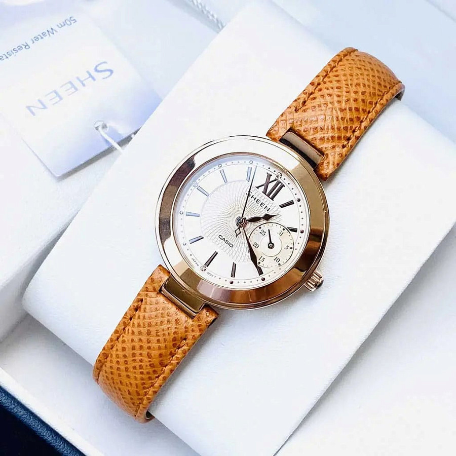 Часы Casio Sheen SHE-3051PGL-7AUDF — кожаный, женские