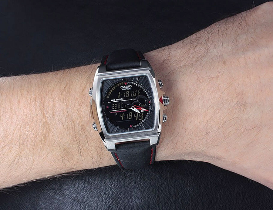 Часы Casio Edifice EFA-120L-1A1 — мужские, кожаный