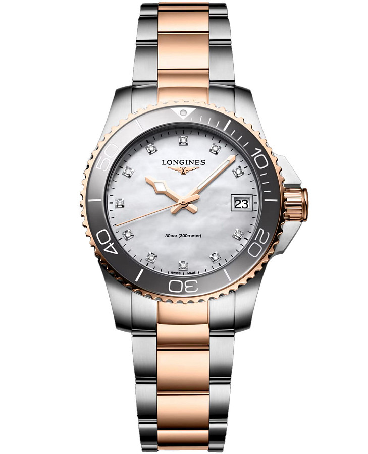 Часы Longines HydroConquest L3.370.3.89.6 — женские, перламутровый