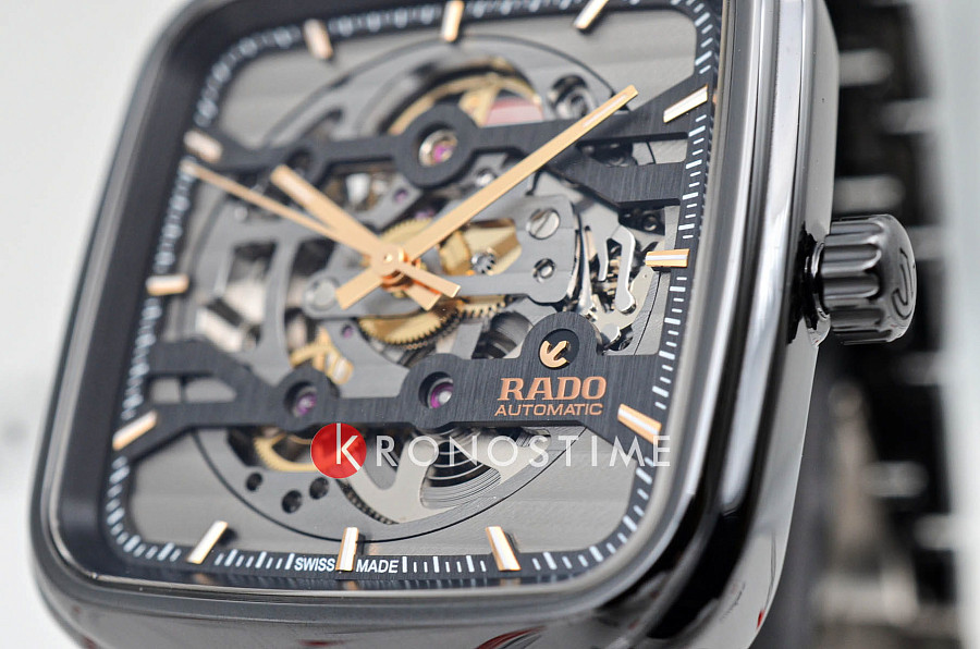Часы Rado True Square Automatic Skeleton R27124162 — серый, керамика