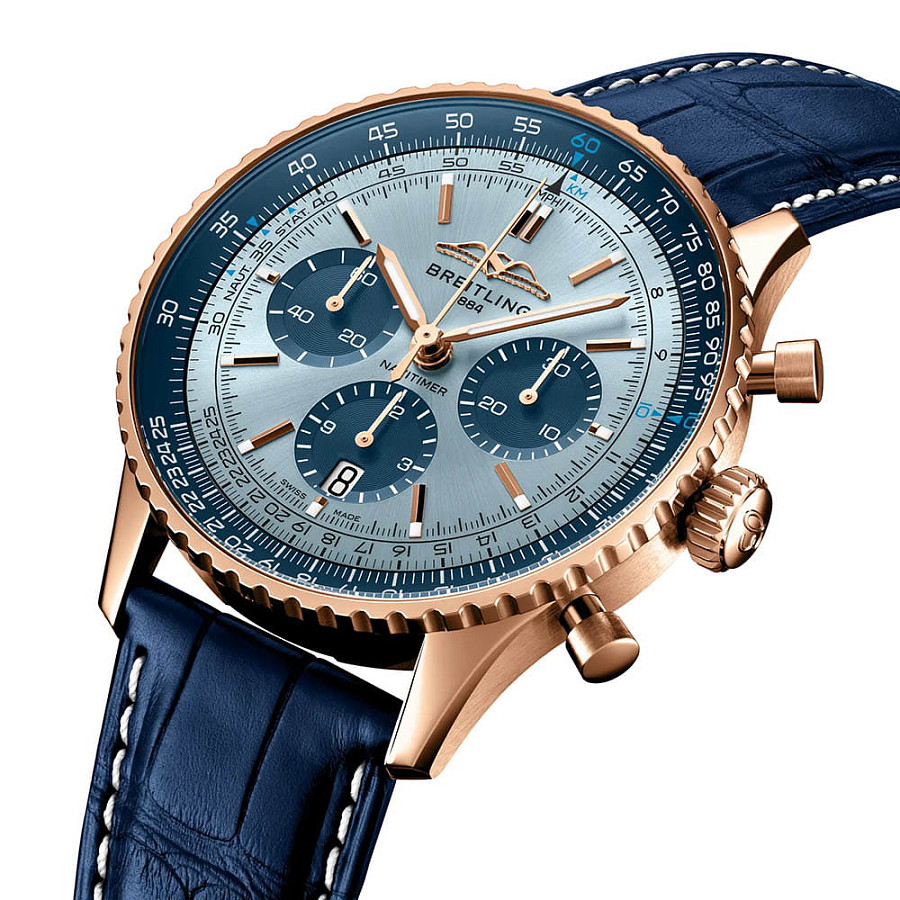 Часы Breitling Navitimer B01 Chronograph 43 RB01387A1C1P1 — механические, металл золото
