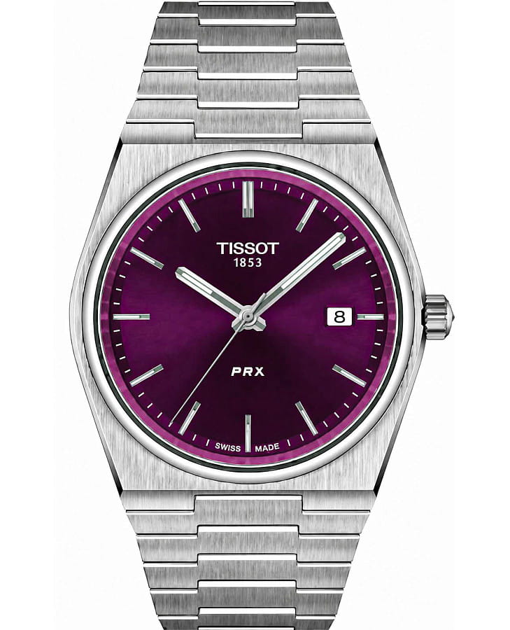 Часы Tissot PRX Quartz 40mm T137.410.11.401.00 — мужские, фиолетовый