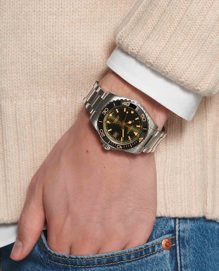 Часы Longines HydroConquest L3.790.4.06.6 — зеленый, металл сталь керамика