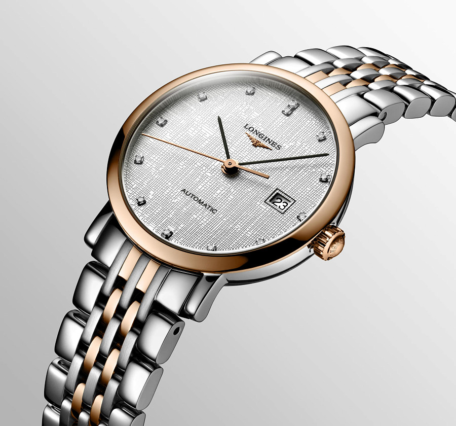 Часы Longines Elegant Collection L4.310.5.77.7 — нержавеющая сталь и 18 каратное розовое золото, женские